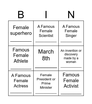 IWD Bingo Card