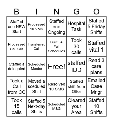 Staffing & CC Bingo! Bingo Card