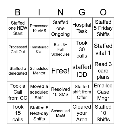 Staffing & CC Bingo! Bingo Card