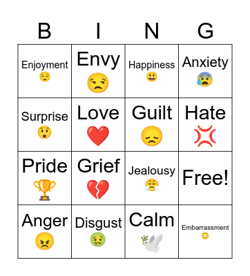 Emotion Recognition Bingo Card