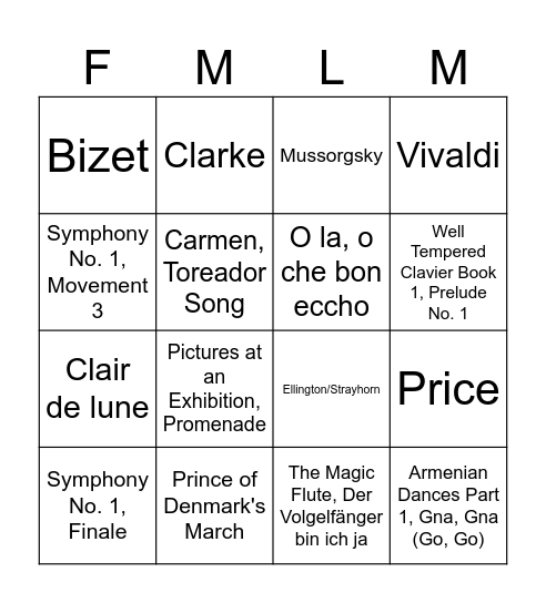 2025 FMLM (4/5) Bingo Card