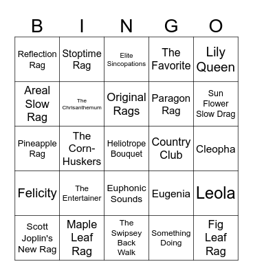 Scott Joplin - Ragtime Bingo Card
