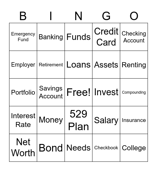 Financial Terminology BINGO Card
