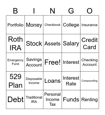 Financial Terminology BINGO Card