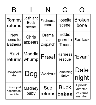 9-1-1 8B Bingo Card