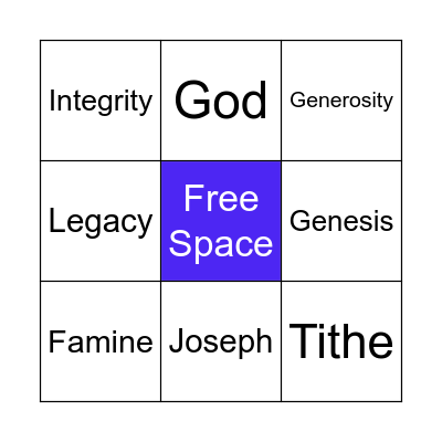 Genesis 46-50 Bingo Card