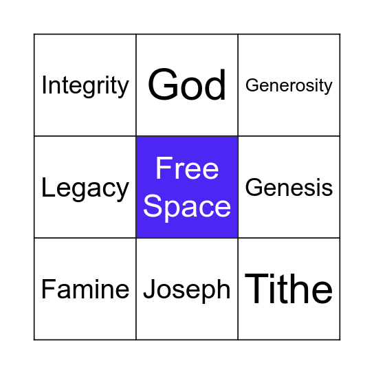 Genesis 46-50 Bingo Card