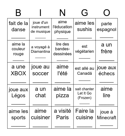 Trouve quelqu'un qui... Bingo Card
