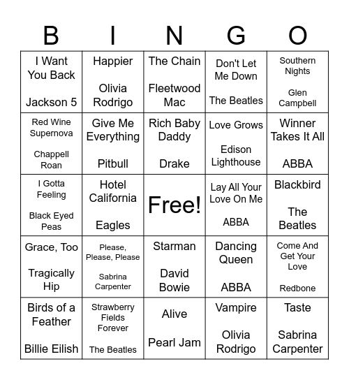 Natalie's Sweet 17 Bingo 2 Bingo Card