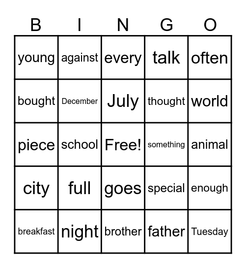 3rd Grade Trick Word - Review (2nd) Bingo Card