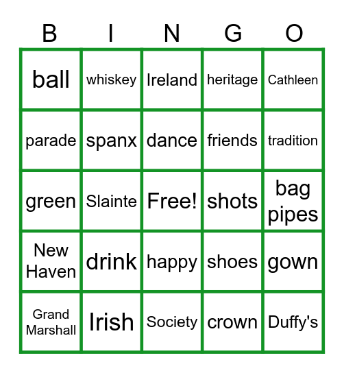 Grand Ball Bingo Card