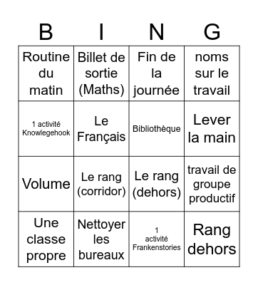 Bingo de classe Bingo Card