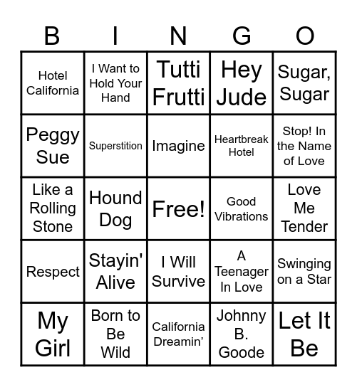 ♫Singo♫ Bingo Card