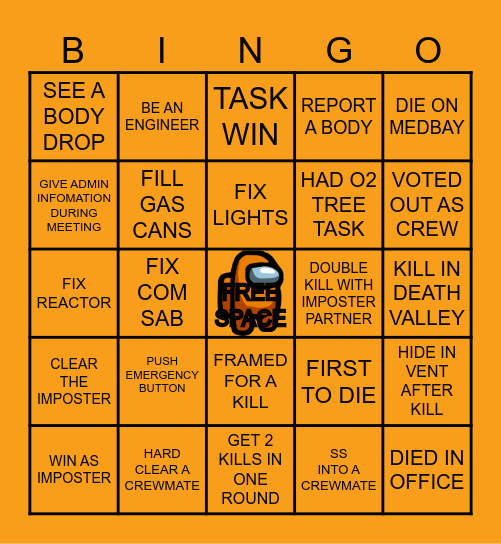 AMONG US ALL STARS BINGO Card