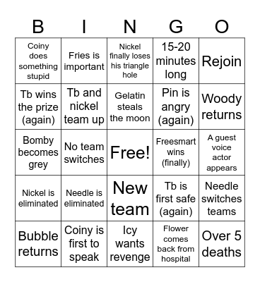 Bfdia 18 bingo card Bingo Card