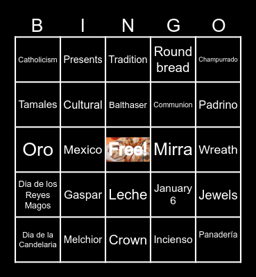 Dia de los Reyes Bingo Card
