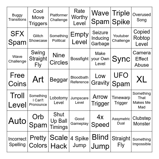 RECENT TAB BINGO Card