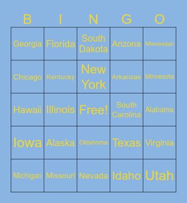 States Bingo Card