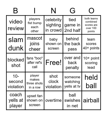 March Madness Bingo Card