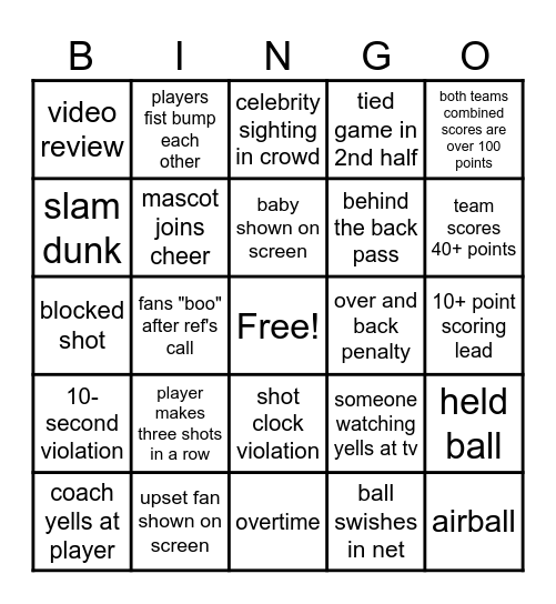 March Madness Bingo Card