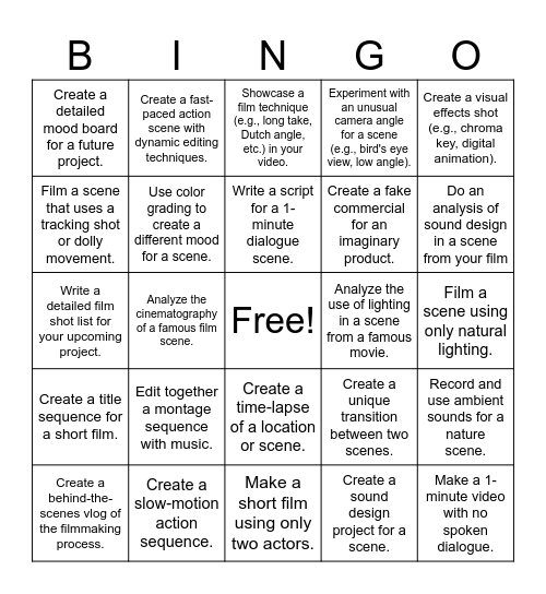 Bonus Mark Bingo Card