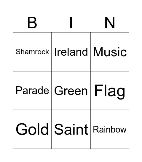 Saint Patrick´s Day Bingo Card