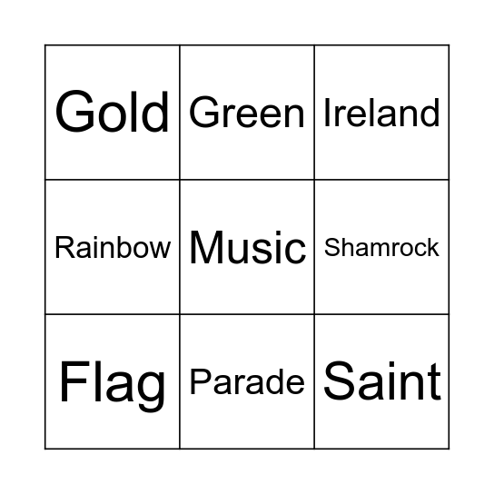 Saint Patrick´s Day Bingo Card