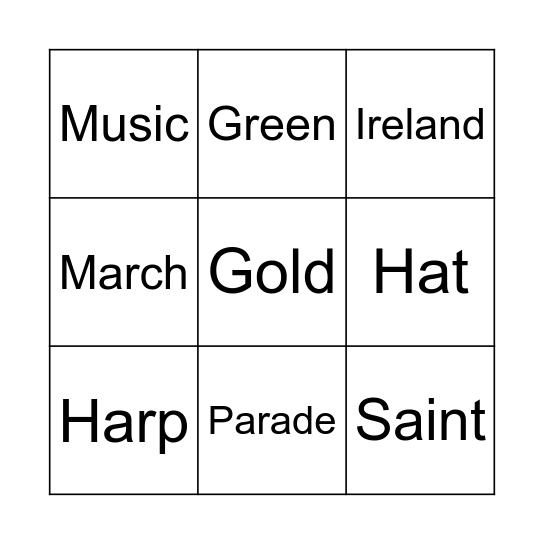 Saint Patrick´s Day Bingo Card