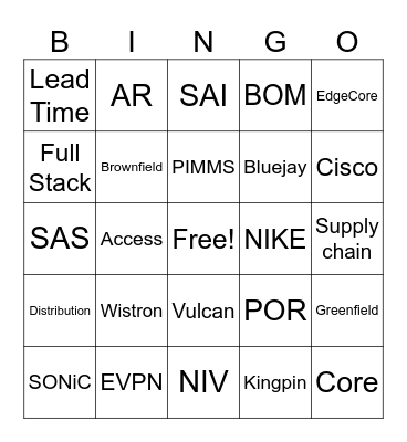 SDI Offsite Bingo Card