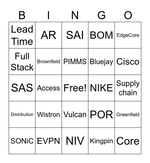 SDI Offsite Bingo Card