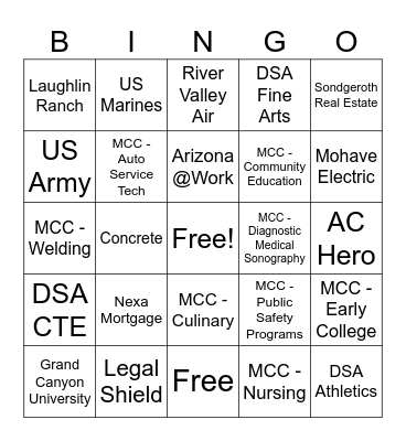 DSA Expo Bingo Card
