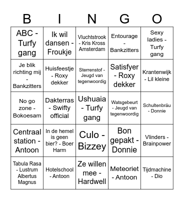SV Fides muziek bingo Card