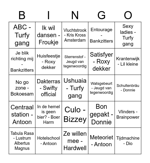 SV Fides muziek bingo Card