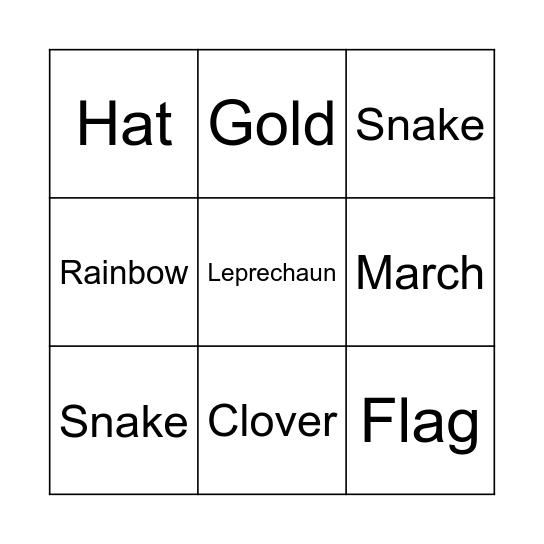 Saint Patrick´s Day Bingo Card