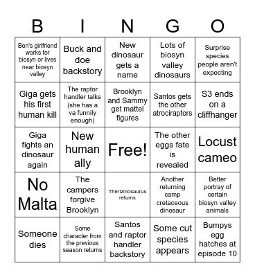 Chaos theory s3 bingo Card