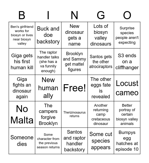 Chaos theory s3 bingo Card