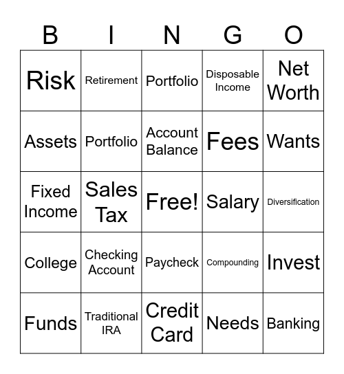 Financial Terminology BINGO Card
