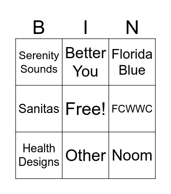 FCWWC Exhibitor BINGO Card