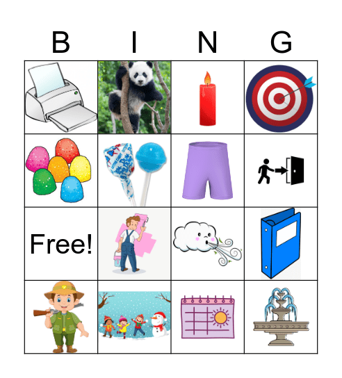 Nasal to T/D Transition Words Bingo Card