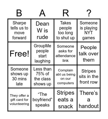 2L meeting Bingo Card