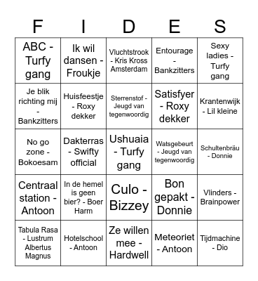 SV Fides muziekbingo Card