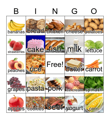 Food Bingo Card