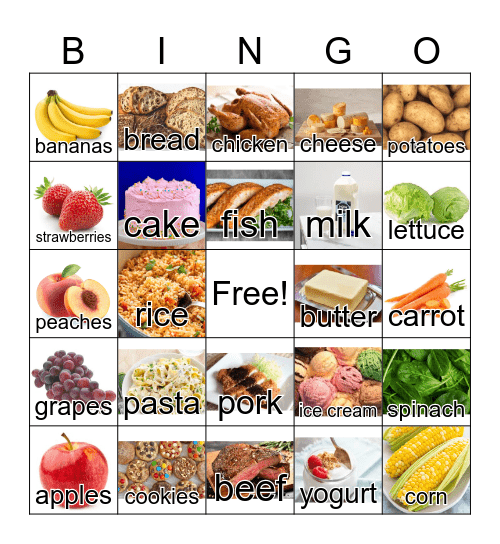 Food Bingo Card