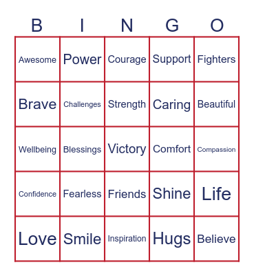 Inspiring Words to Uplift Bingo Card