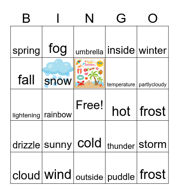 Weather Words Bingo AAC Bingo Card