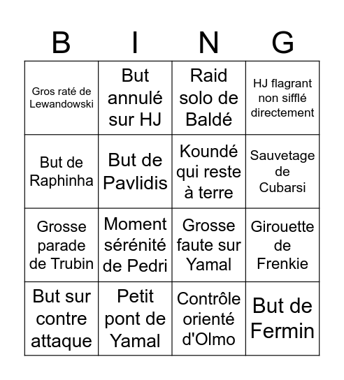 BEN-BAR Bingo Card