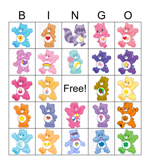 Care Bears Bingo Card