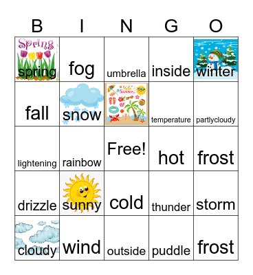 Weather Words Bingo AAC Bingo Card