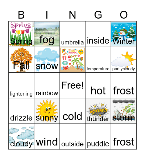 Weather Words Bingo AAC Bingo Card
