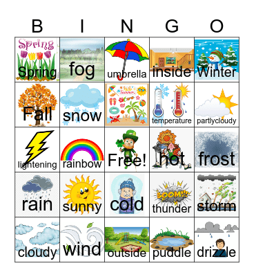 Weather Words Bingo AAC Bingo Card